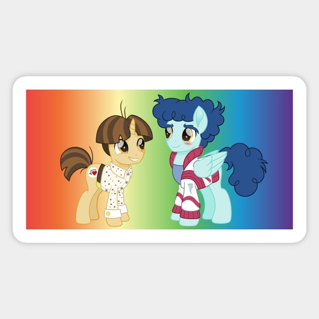 rainbow Curly Winds and Wiz Kid ponies dressed Sticker by CloudyGlow